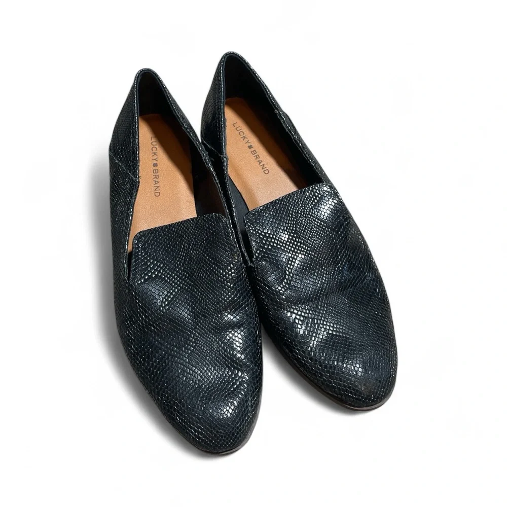 F3- Leather Upper Lucky Brand Black Women’s size 9  Loafers Flats